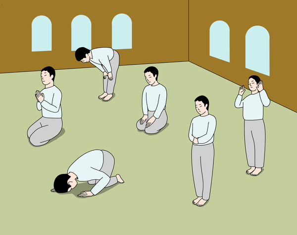 4.  강의를 위해 제작한 첫 번째 삽화.  무슬림의 기도생활.
